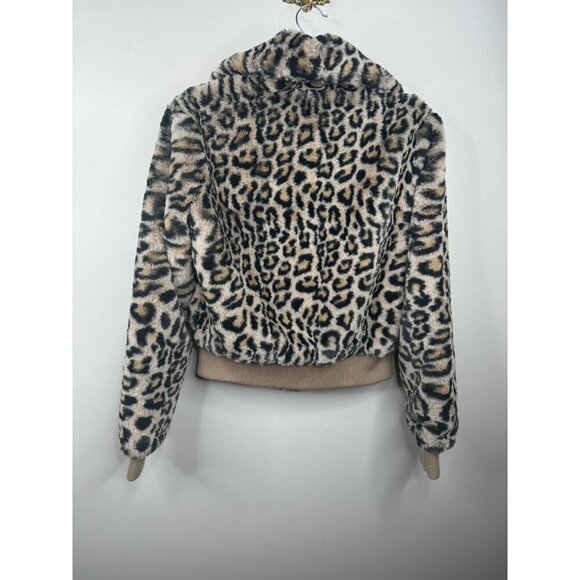 NEW Generation Love Romi Leopard Faux Fur Bomber Jacket Y2K Size XS Relaxed - Picture 4 of 5